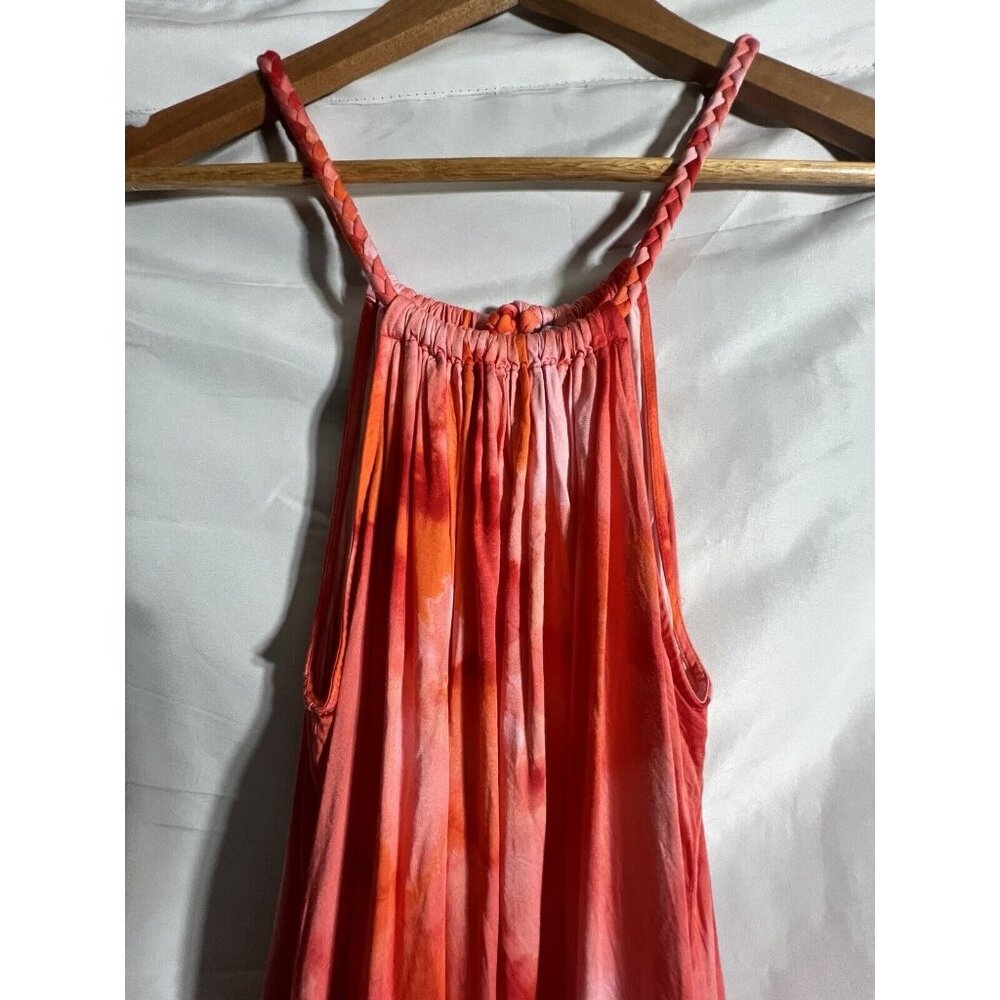 Tommy Bahama Dress Woman's M Orange/Red Tie Dye Maxi Boho Flowy Braided …